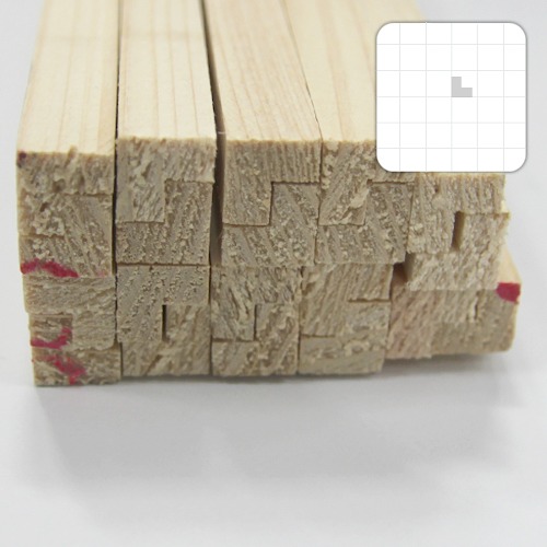 미니어처 건축모형 목재 재료 히노끼(편백)각재가공봉(L형)8X900mm(20개)